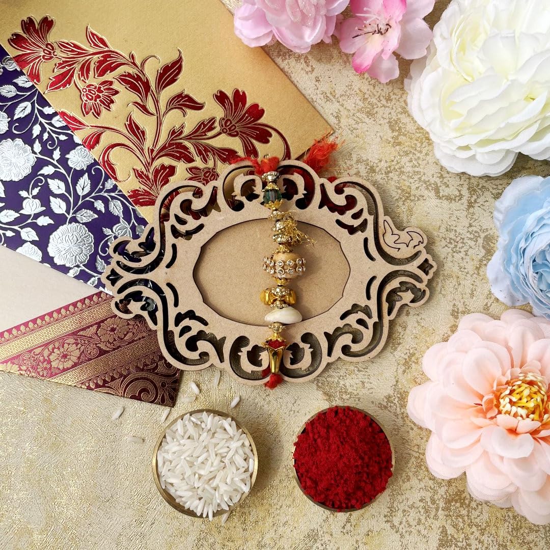 Pack of 2 Mini Platter Photo Magnet – 2-Layer Wooden MDF Gift for Rakshabandhan