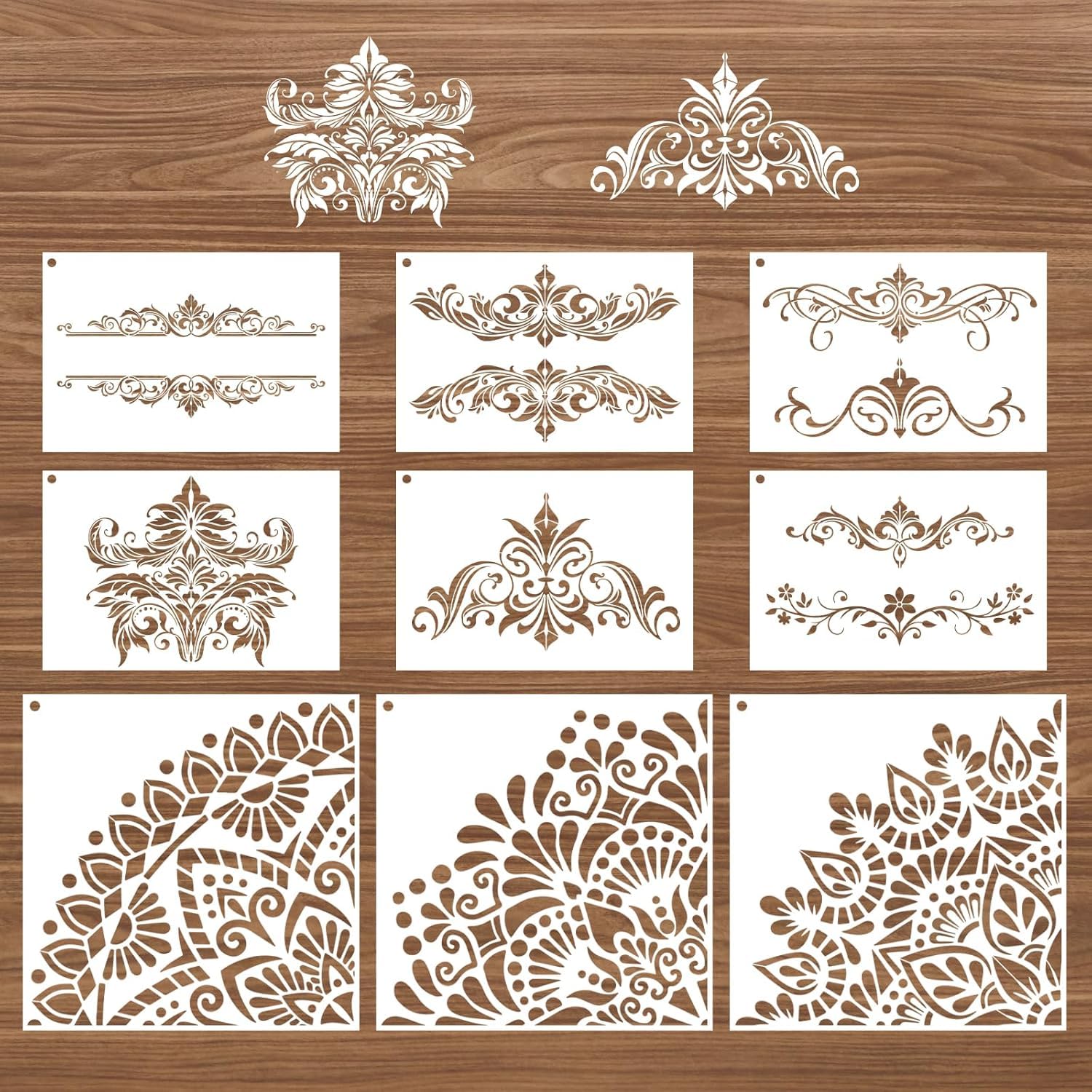 9 Pcs Mandala Stencils for Painting Reusable | Large Plastic Templates