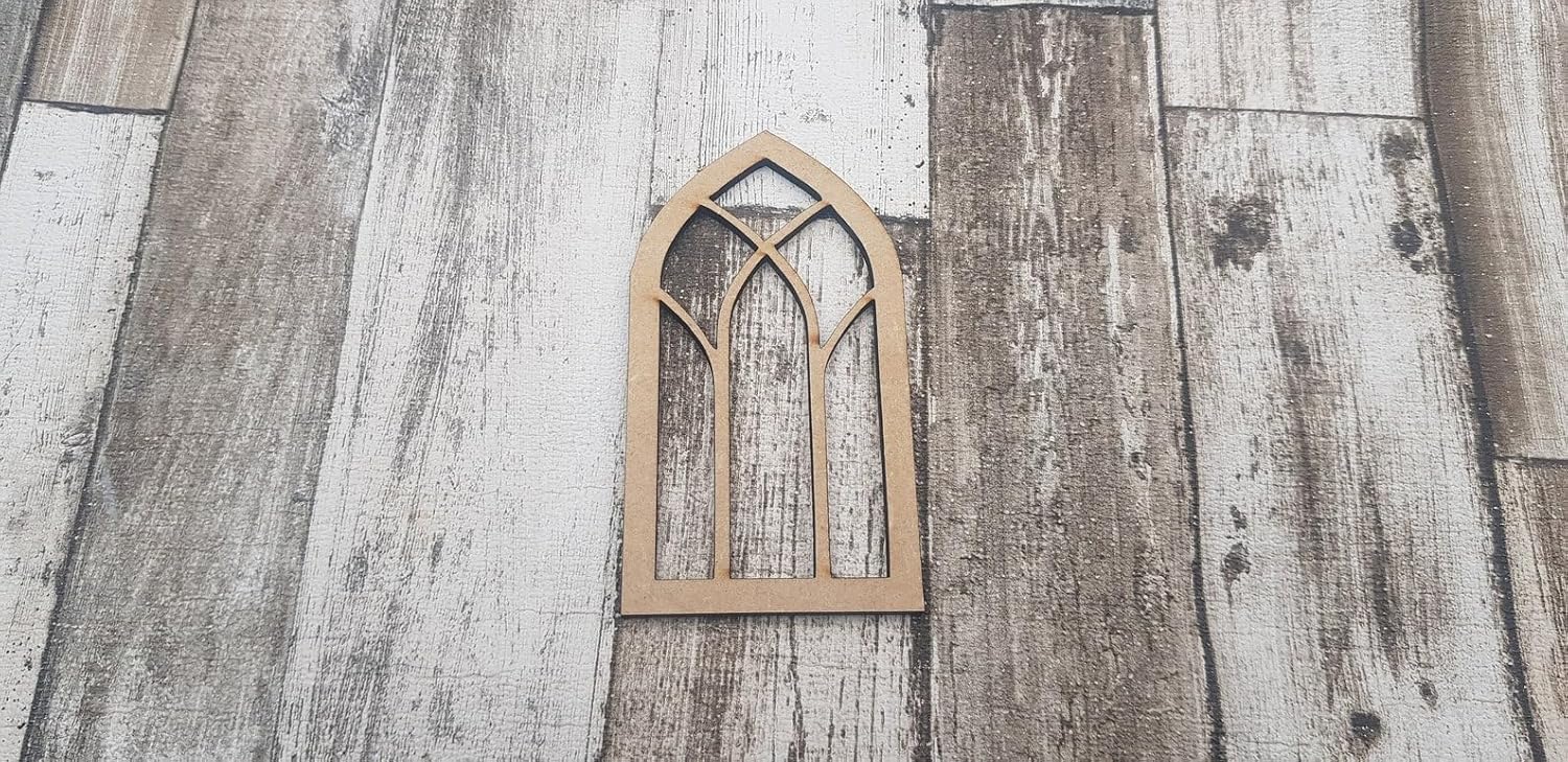 Set of 6 Gothic Cathedral Window Frame Craft Blanks | 4 Inch Wooden Window Shapes