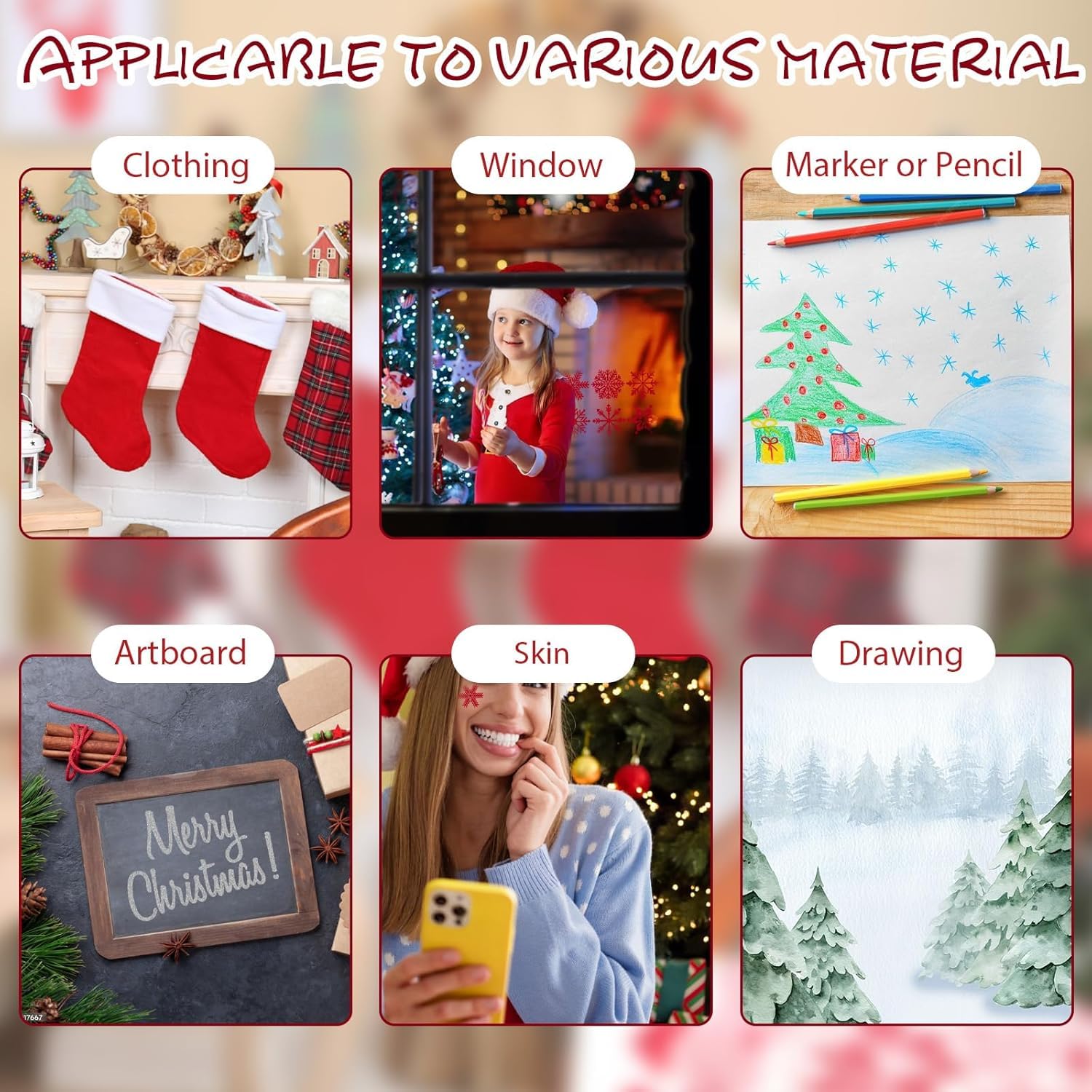 4 Pcs Christmas Snowflake Stencils | Reusable Plastic Winter Snowflake Templates for Crafts