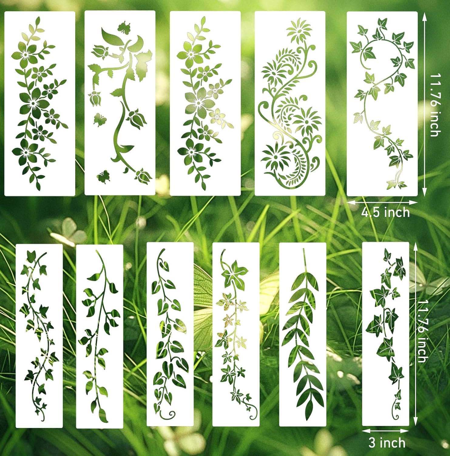 14 Pcs Leaf Stencil Set for Painting – Reusable Plastic Floral & Leaves Templates for Canvas