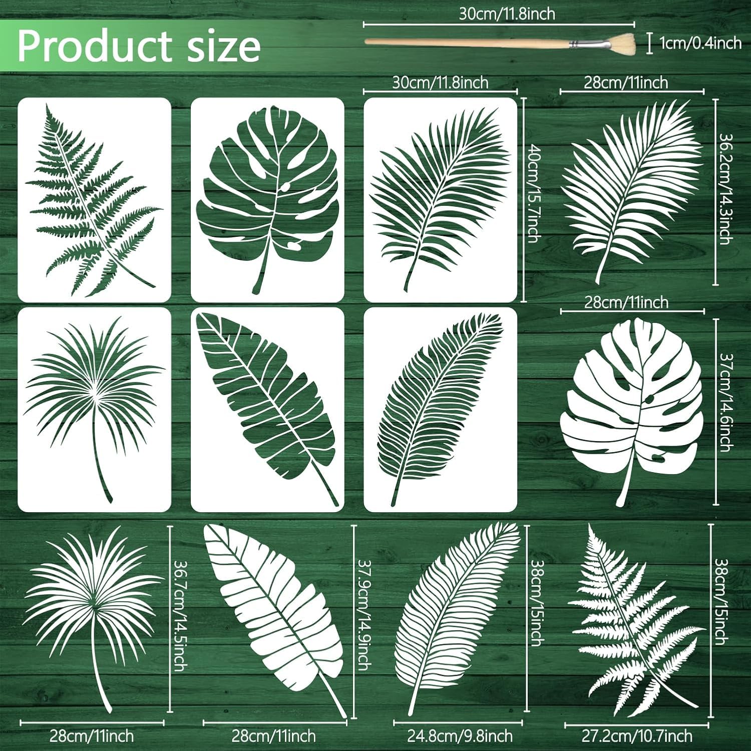 6 Pcs Leaf Stencils for Wall Painting – Tropical Palm Leaf Stencil Set – Reusable Plastic Plant Templates for Home Wall Décor