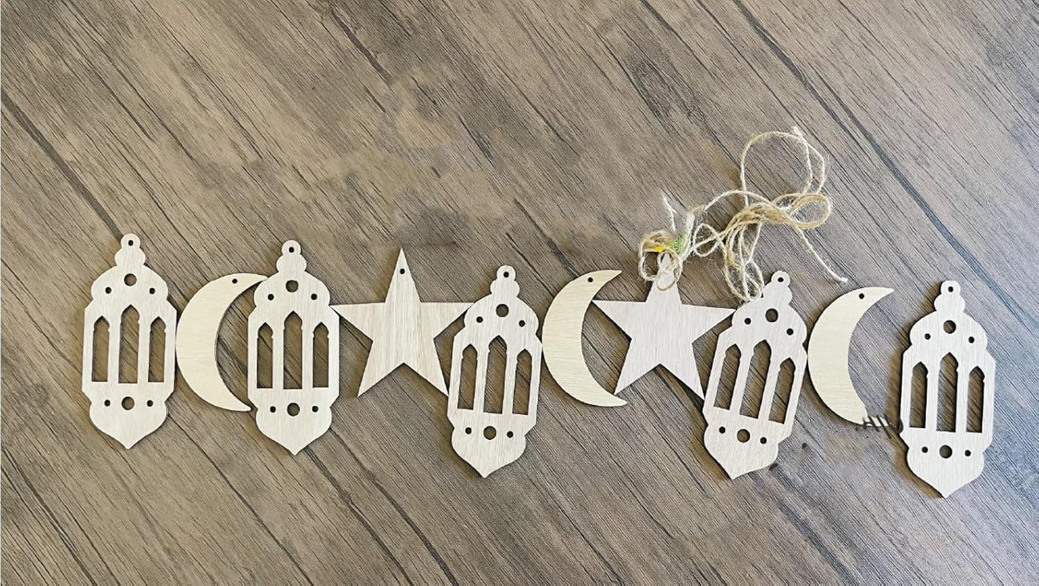 Wooden Ramadan Banner Paint Kit – | Moon Star Lantern Craft Set for Kids | Ramadan Mubarak Painting Wood Decor