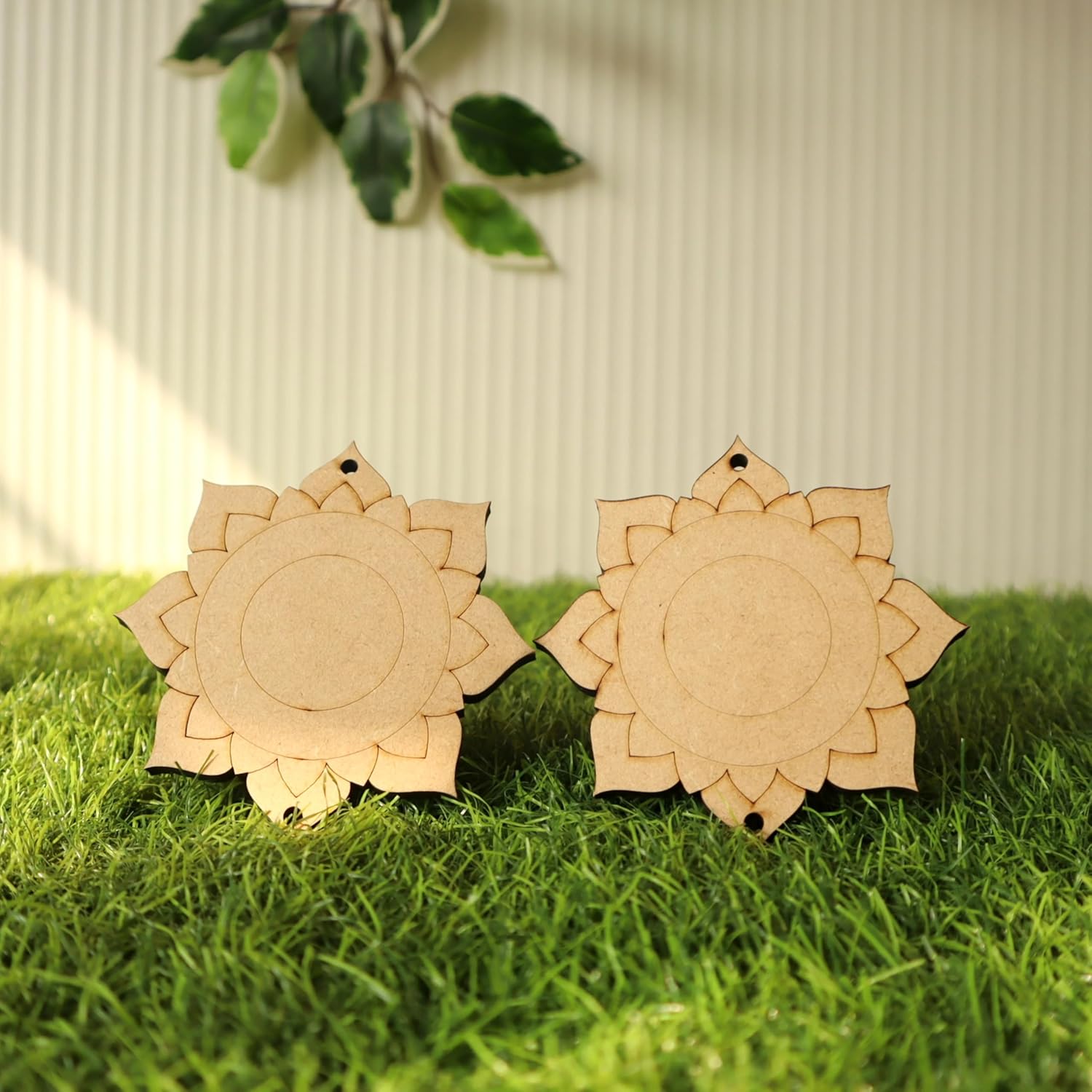 Pack of 2 Car Hanging Wooden MDF Ornaments Designs (3.5 Inch)