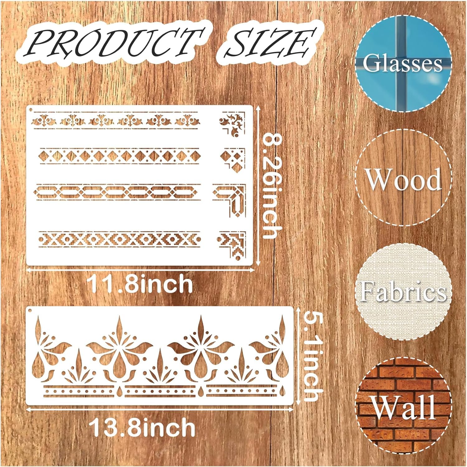 6 Pcs Border Stencils for Painting | 13.8x8.26 Inch Lace Edge Template for Furniture,
