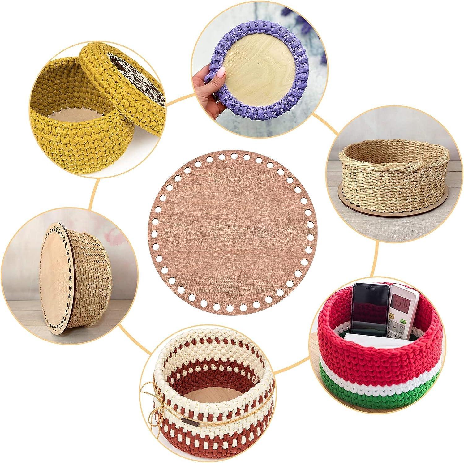 Haoser Basket Bottom for Crochet Unfinished Wooden Round Weaving Knitting Base for Crafts|Wooden Bottom for Crochet Baskets - Haoser