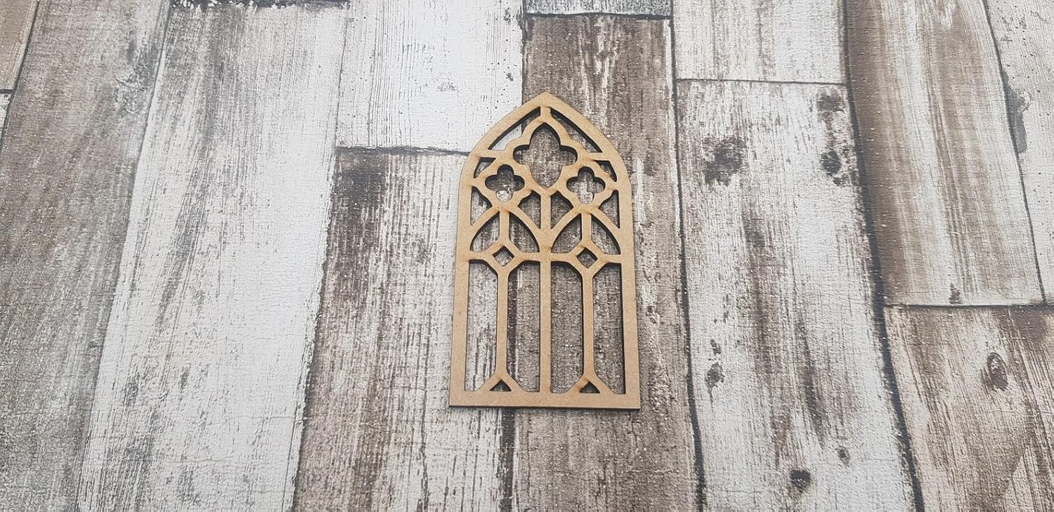 Set of 6 Gothic Cathedral Window Frame Craft Blanks | 4 Inch Wooden Window Shapes