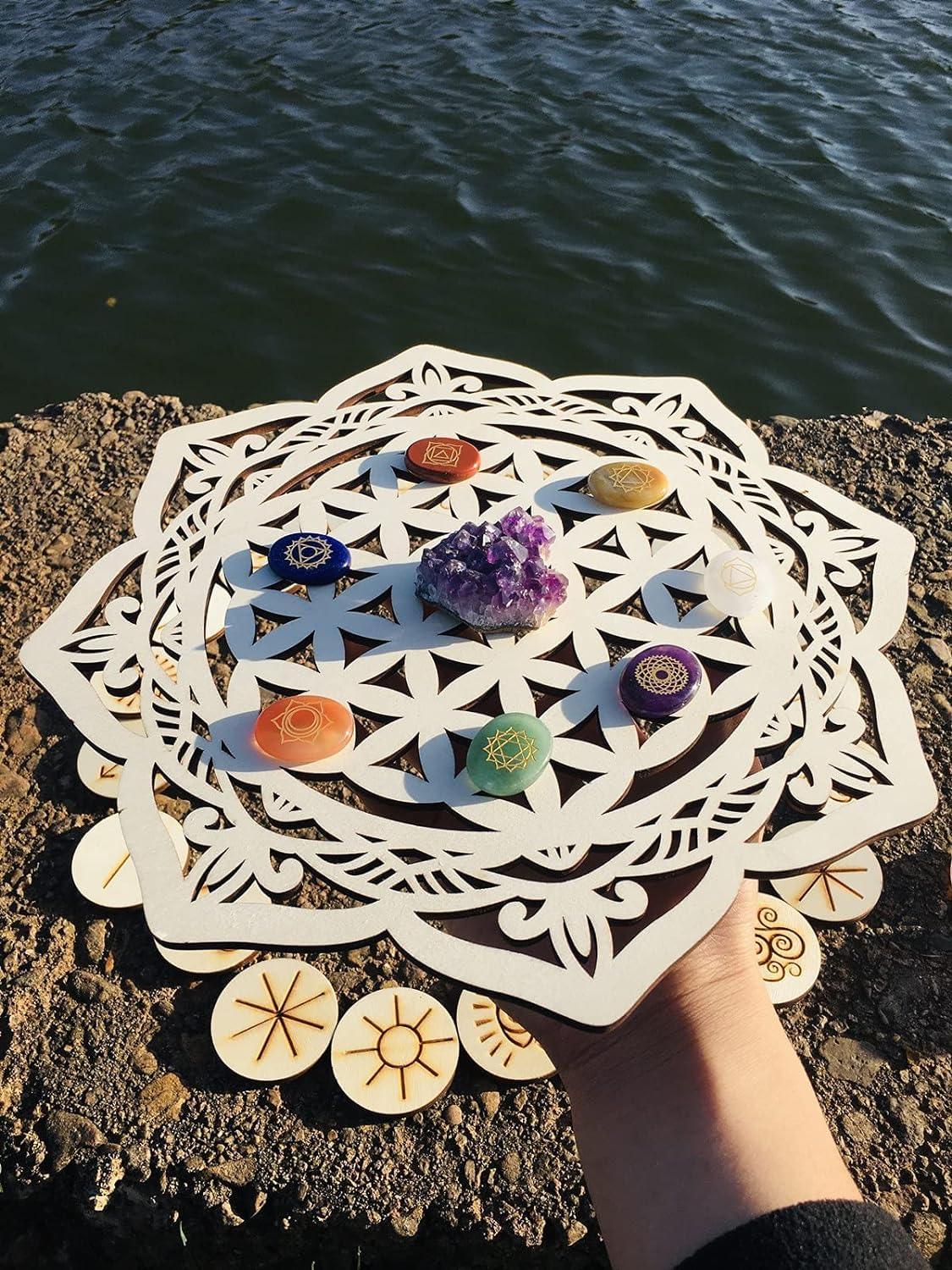 Curious Button Unfinished Wooden Geometry Wall Art Hanging Wall Sculpture Meditation Centerpiece for Home, Living Room, Yoga Wall Art, Wall Decor, Modern Wooden Wall (30 cm) - Haoser