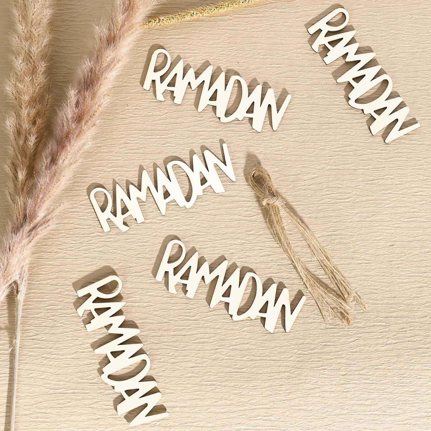 Haoser Set of 10 Eid Special Wooden Pendants, Islamic Festival Decorations, Crescent Moon and Star Design, Handcrafted Eid Mubarak Gifts, Wooden Eid Ornaments, Ramadan and Eid Home Decor (DGN-5) - Haoser