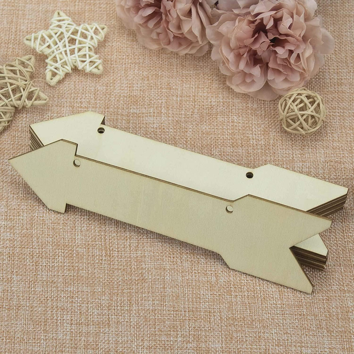 Haoser 15 Pack Unfinished Wood Sign Blank Arrow Hanging Wooden Plaque DIY Home Decor Wooden Arrow Cutouts for Weddings and Birthdays Party, Door Wall Art Decorative, 7.9x2 Inch - Haoser
