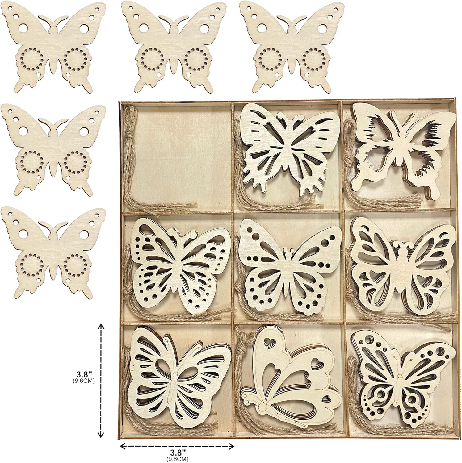 27 Pcs Wooden Butterfly Cutouts for DIY Crafts Unfinished MDF Butterfly Shapes, 3.5 Inch Kids Art Projects