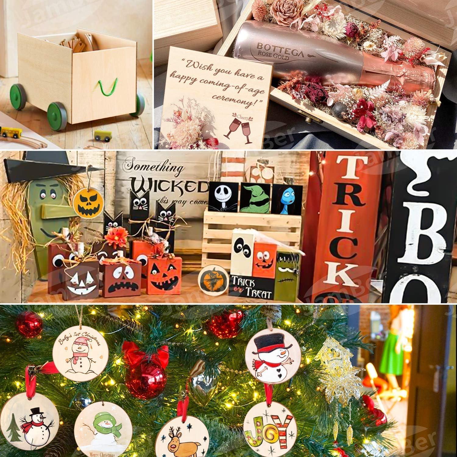 Haoser Combo 40 pcs MDF Art Craft Coaster 4" Inch Square + Round Shape Coasters Plain Wood Blank Cutouts for Tea Coffee Christmas Painting Slice Resin Mandala Arts Work & Decoration | Thickness:2.7 mm - Haoser