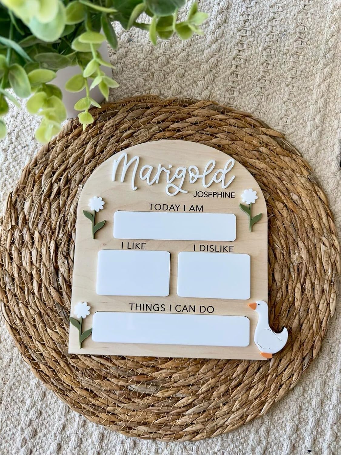 Goose Monthly Milestone Dry Erase Board | 6 Inch Arch-Shaped Wooden