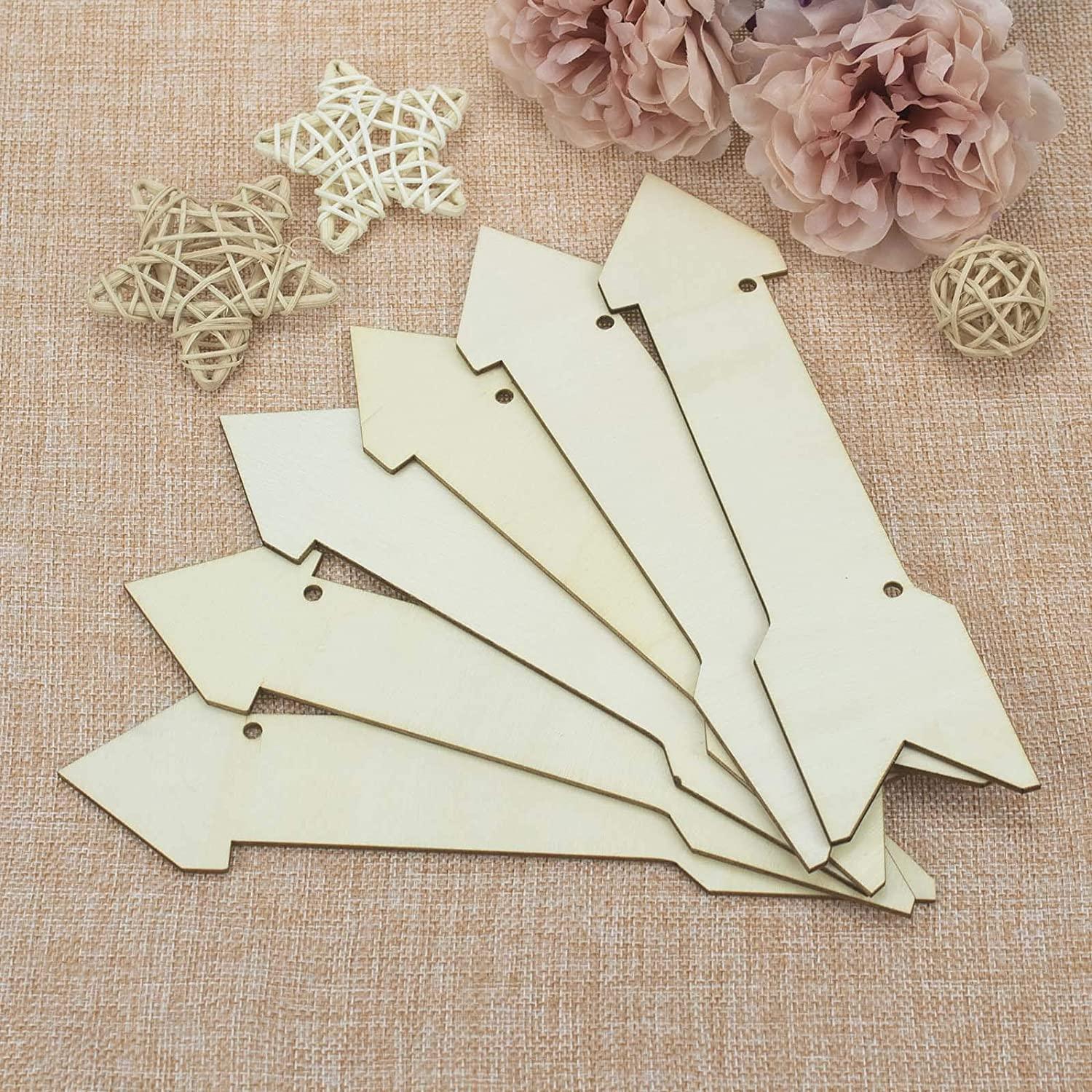 Haoser 15 Pack Unfinished Wood Sign Blank Arrow Hanging Wooden Plaque DIY Home Decor Wooden Arrow Cutouts for Weddings and Birthdays Party, Door Wall Art Decorative, 7.9x2 Inch - Haoser