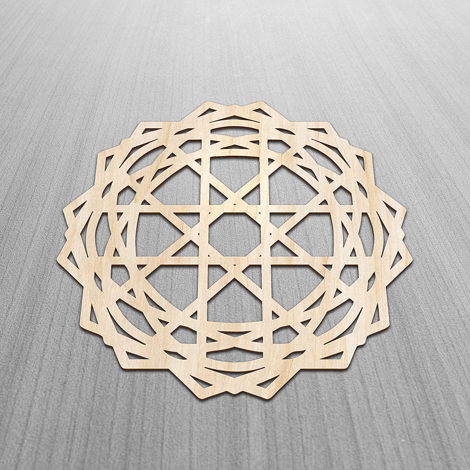 Haoser Mandala Wooden Wall Art, Traditional Star Ornament Polygonal Details, Birch Wood Plywood Rustic Wall Art Accent for Hallway Bedroom Living Room Cafes and Offices (Mandala Design-13_30CM) - Haoser