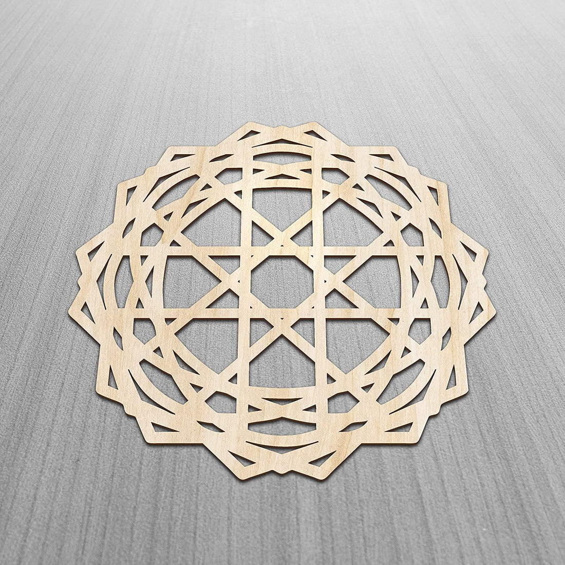 Haoser Mandala Wooden Wall Art, Traditional Star Ornament Polygonal Details, Birch Wood Plywood Rustic Wall Art Accent for Hallway Bedroom Living Room Cafes and Offices (Mandala Design-13_30CM) - Haoser