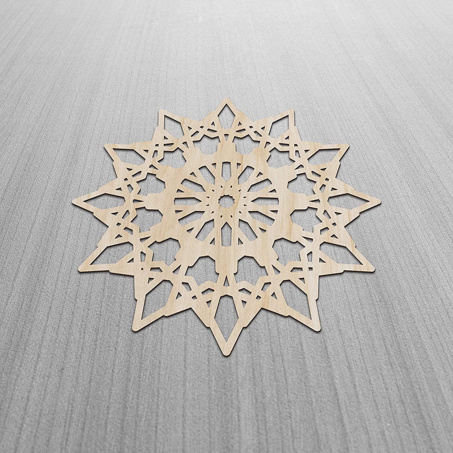 Haoser Mandala Wooden Wall Art, Whirl Look Lattice Abstarct Geometric, Birch Wood Plywood Rustic Wall Art Accent for Hallway Bedroom Living Room Cafes and Offices (Mandala Design-21_30CM) - Haoser