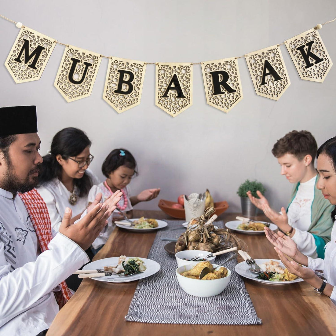 Haoser Ramadan Banner Decorations for Home 2024 Eid Mubarak Wooden Sign Ramadan/Eid Banner, Islamic Decor, Eid Mubark Decorations for Home,Islamic Muslim Mosque Door Fireplace Decor Ramadan Gifts - Haoser