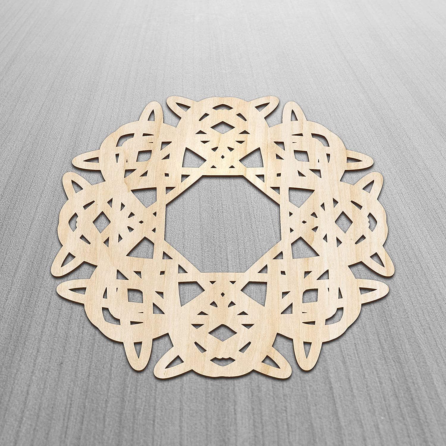 Haoser Mandala Wooden Wall Art, Traditional Star Ornament Polygonal Details, Birch Wood Plywood Rustic Wall Art Accent for Hallway Bedroom Living Room Cafes and Offices (Mandala Design-8_30CM) - Haoser