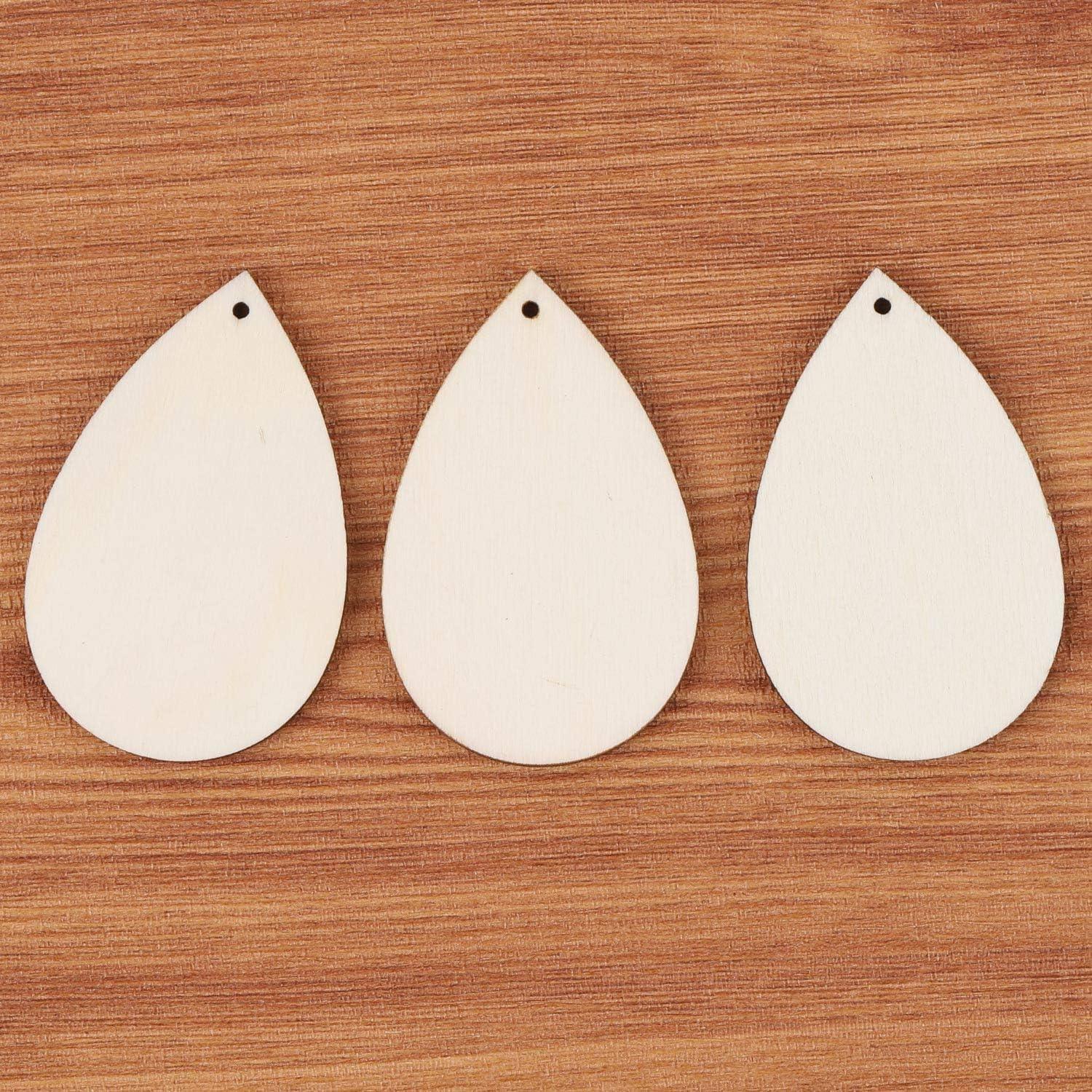 Haoser 70 Pieces Unfinished Wood Teardrop Earring Pendant for Jewelry Earrings Backs for Jewelry DIY Craft Making (Small,1.4 x 2.2 inch) Unfinished Wooden Earrings Kits - Haoser