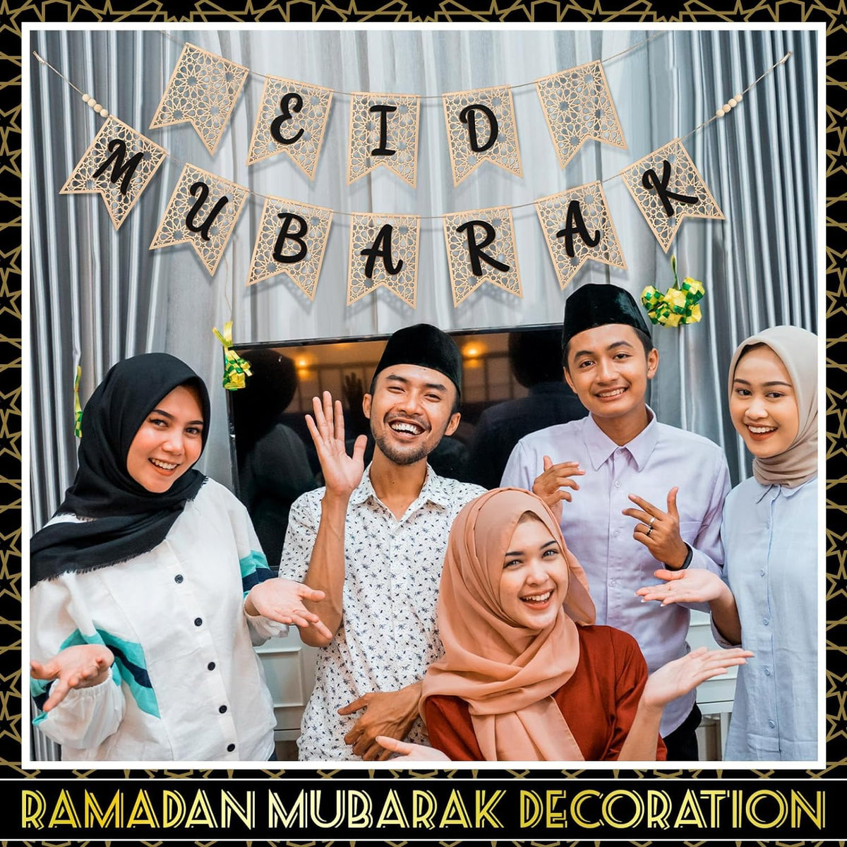 Haoser Ramadan Banner Set Wood Ramadan Decoration