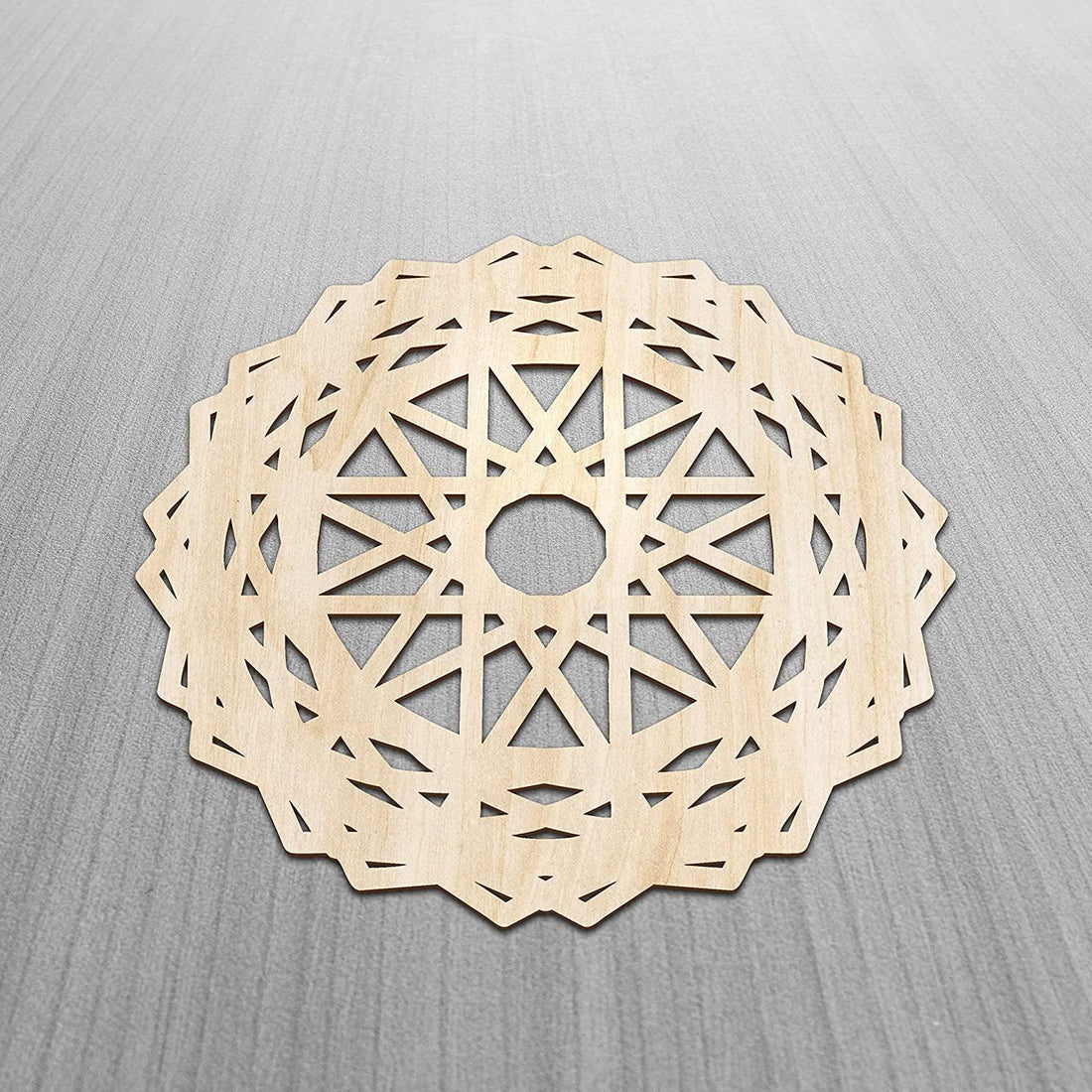 Haoser Mandala Wooden Wall Art, Traditional Star Ornament Polygonal Details, Birch Wood Plywood Rustic Wall Art Accent for Hallway Bedroom Living Room Cafes and Offices (Mandala Design-7_30CM) - Haoser