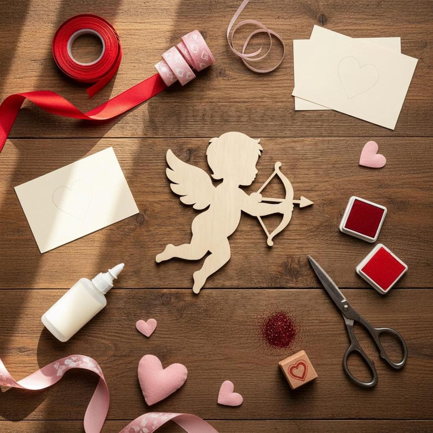 5 Pcs Cupid Angel Wooden Cutouts for DIY Craft | Unfinished Cupid Archer Shape