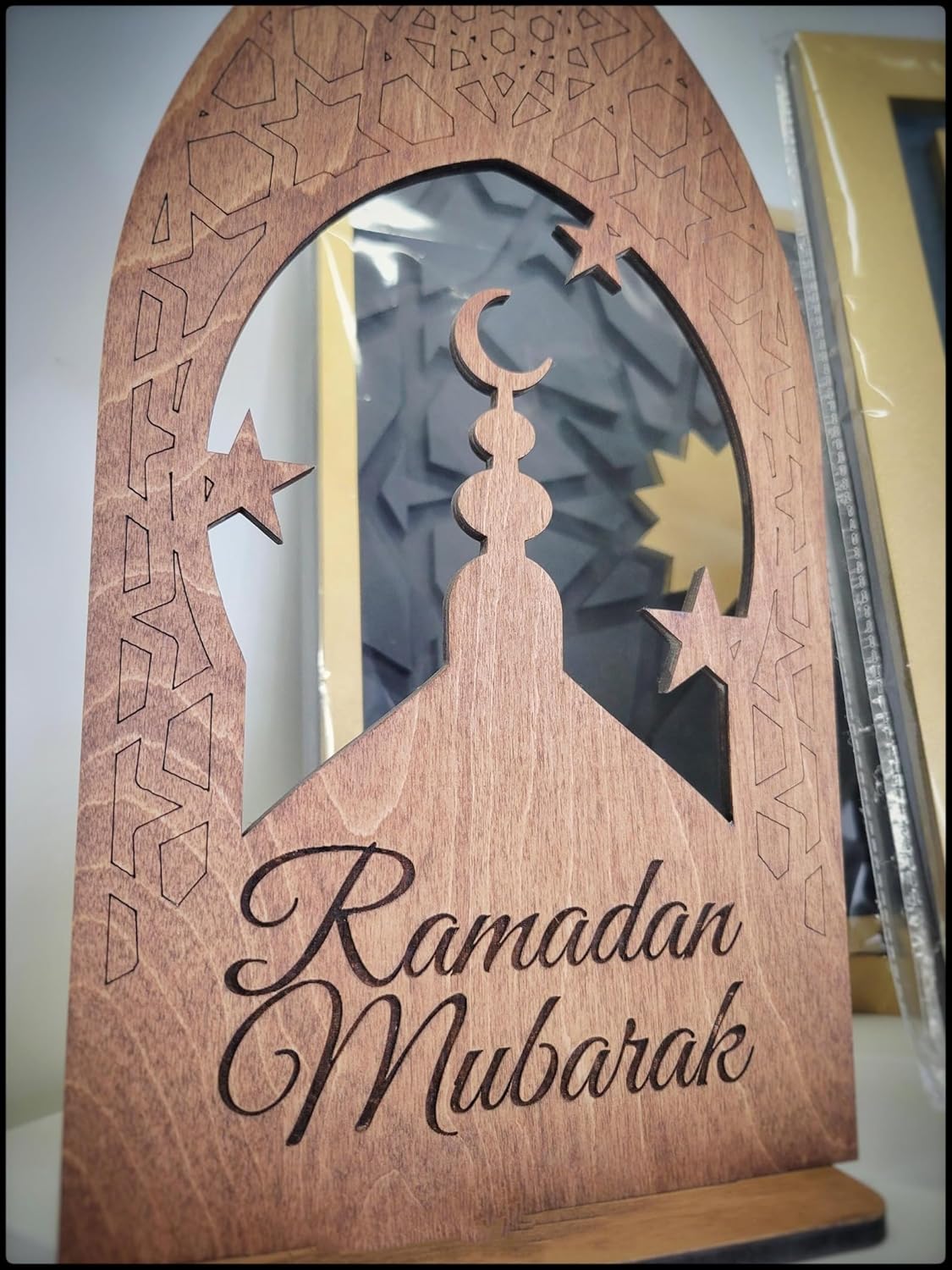 Ramadan Wooden Table Top Decoration – MDF Ramadan Mubarak Standee, Islamic Home Décor, Eid & Ramadan Gifts