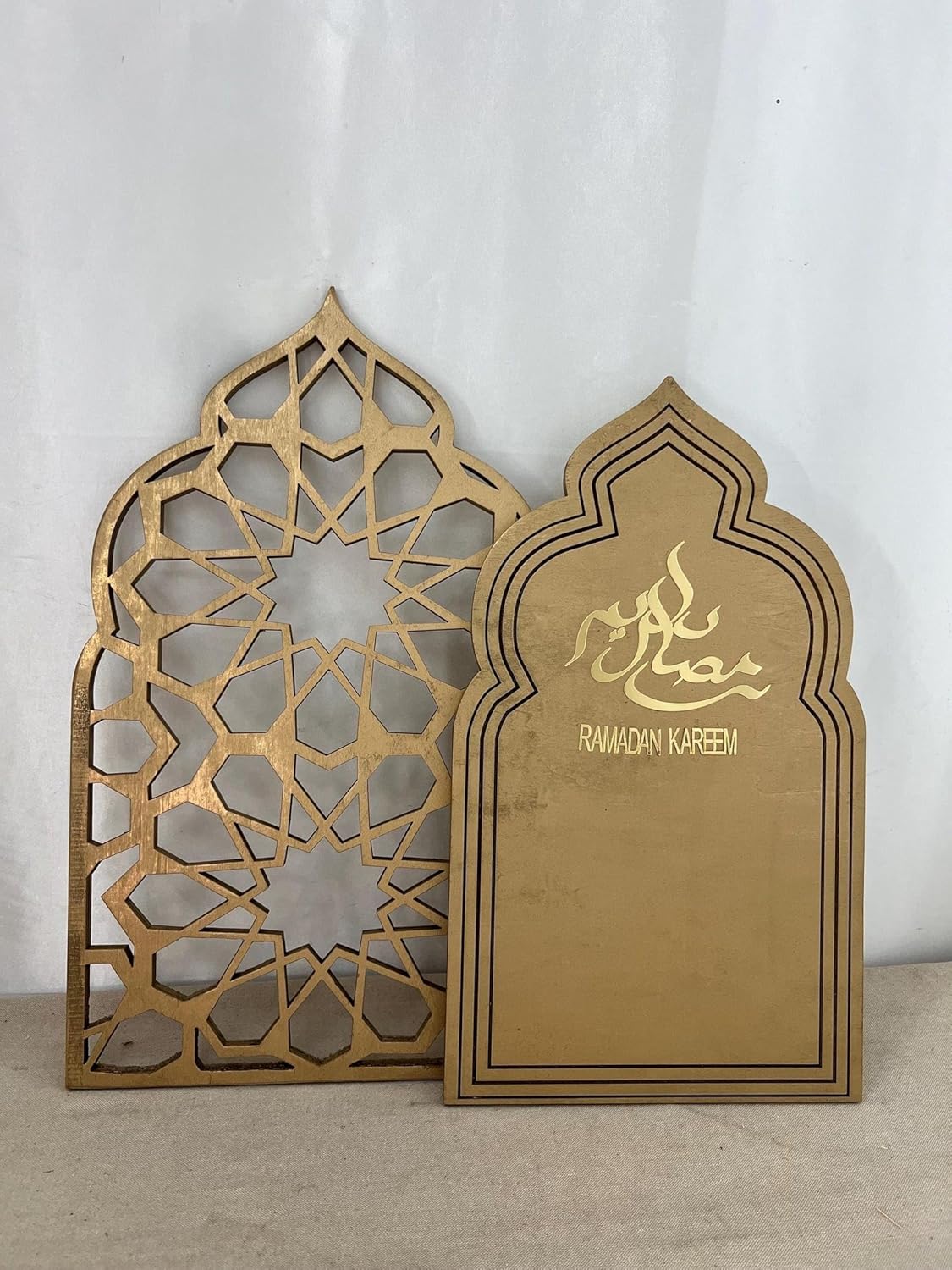 Ramadan Kareem Wooden Decoration Stand Set | Islamic Arch Design | Mosque Pattern Ramadan Decor for Home