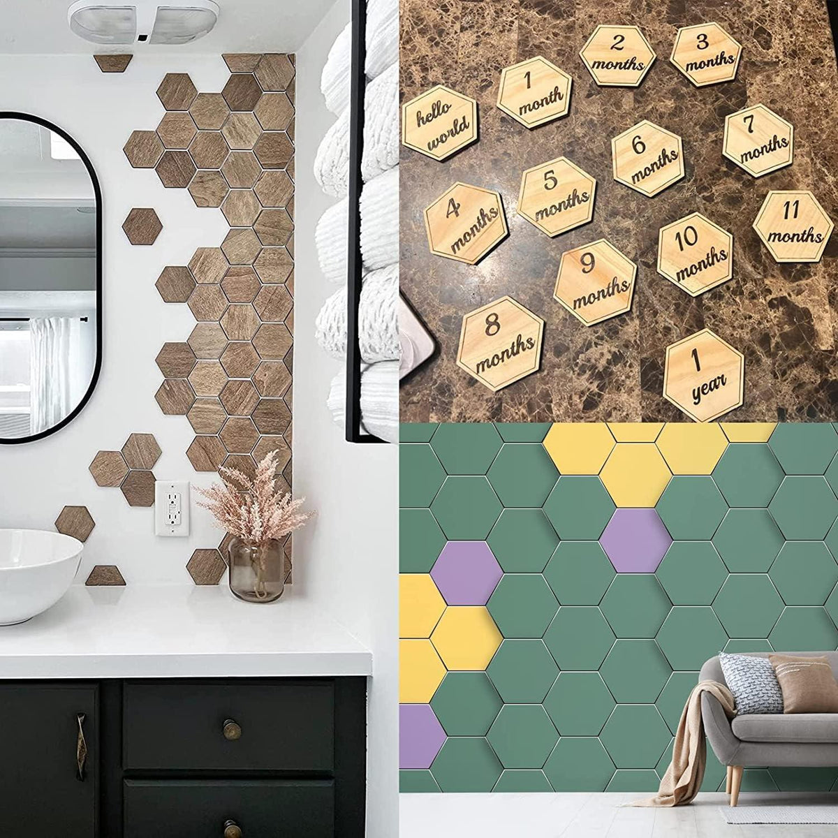 Haoser Hexagon MDF Pine Wood 2 inch -2.5 mm Thick Wood Hexagons for Crafts, Unfinished Wooden Hexagon Cutouts, Hexagon Wood Slices Board for Resin Art, Mandala Art, Pyrography, Painting - Haoser