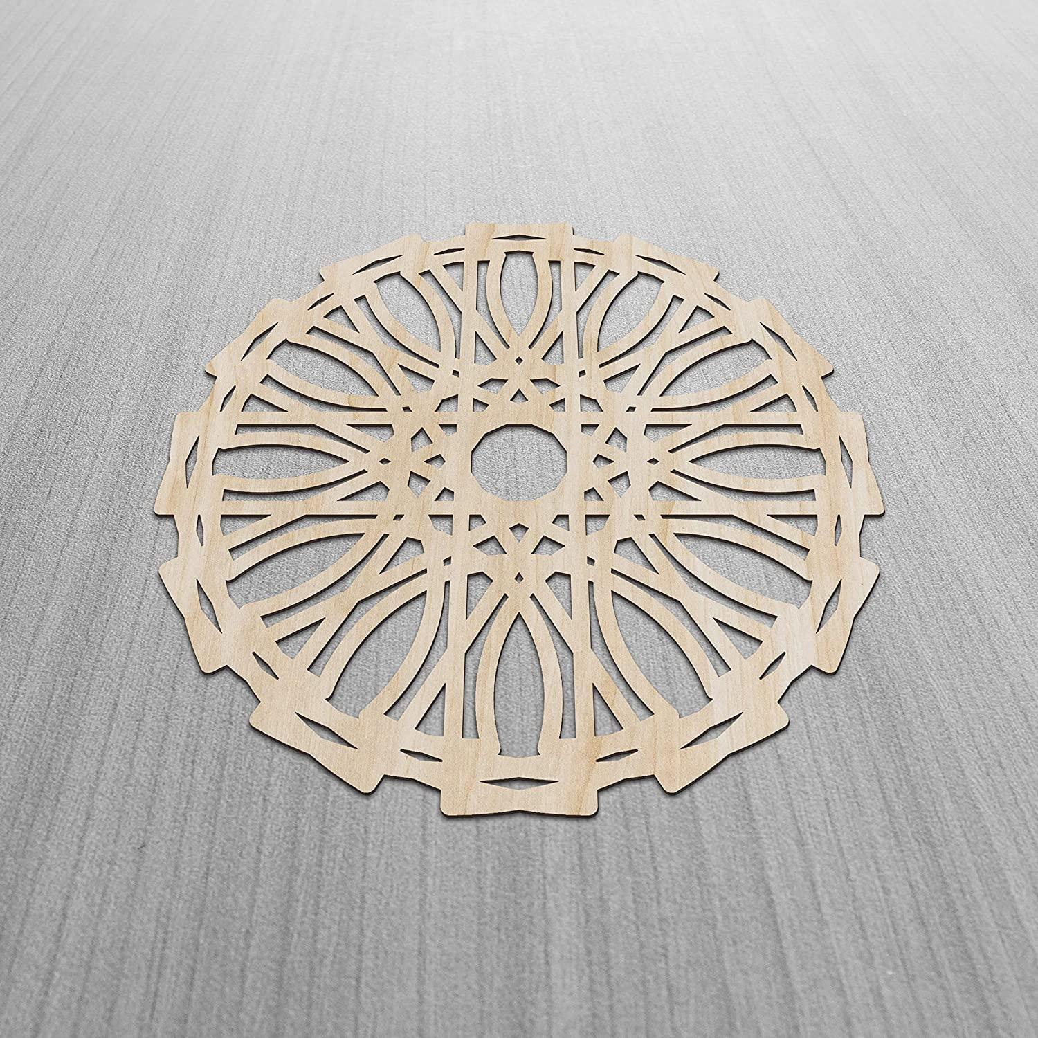 Haoser Mandala Wooden Wall Art, Whirl Look Lattice Abstarct Geometric, Birch Wood Plywood Rustic Wall Art Accent for Hallway Bedroom Living Room Cafes and Offices (Mandala Design-25_30CM) - Haoser