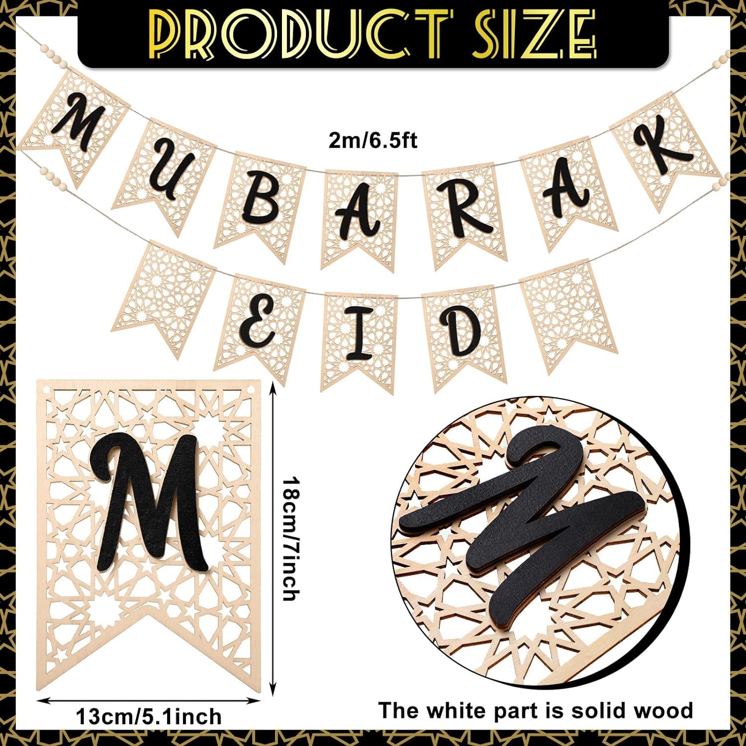 Haoser Ramadan Banner Set Wood Ramadan Decoration