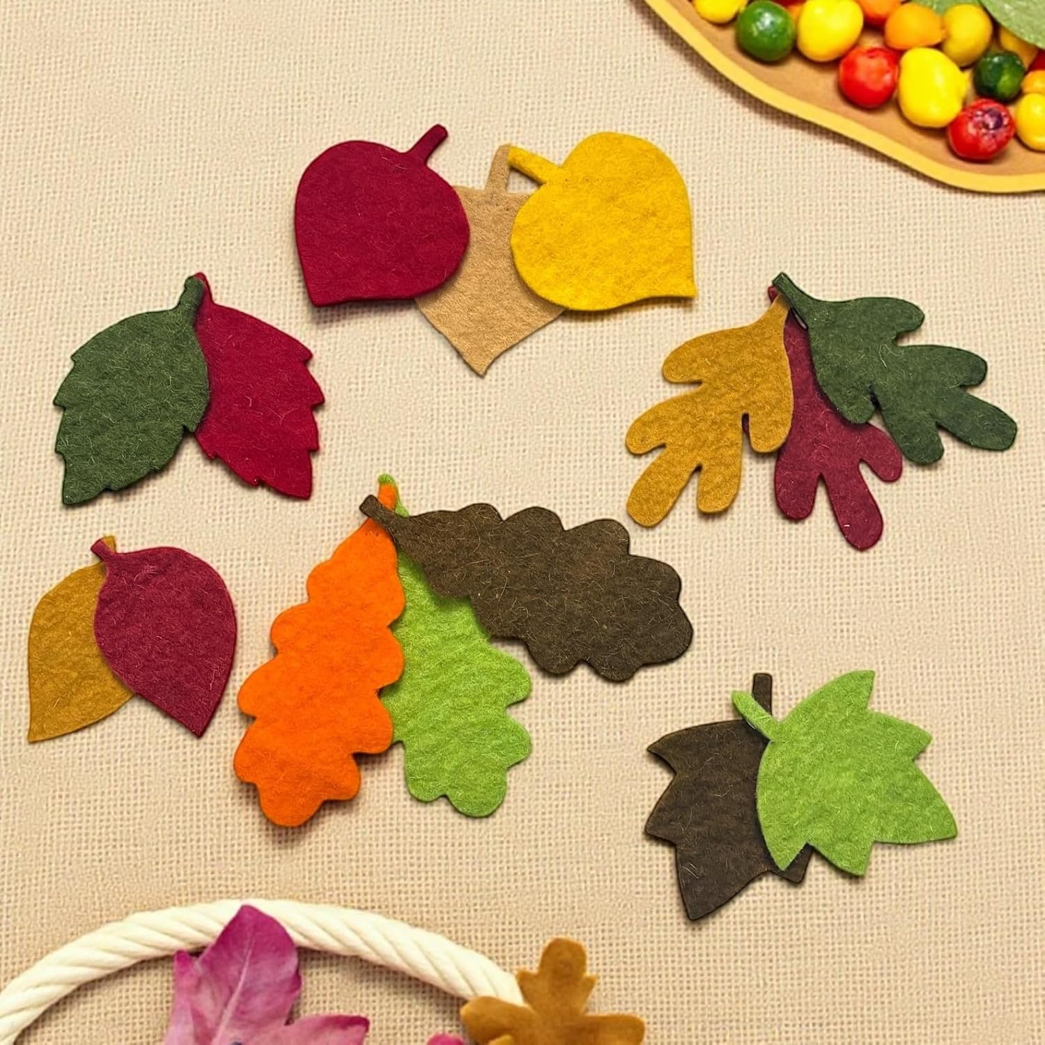 15 Pcs Felt Leaves Die Cuts for DIY Craft & Fall Decoration | Autumn Leaves Craft Shapes