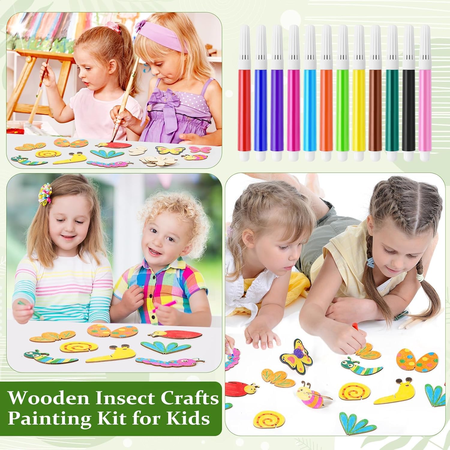 DIY 3D Insect Wooden Craft Painting Kit for Kids | Butterfly Dragonfly Snail Craft Set