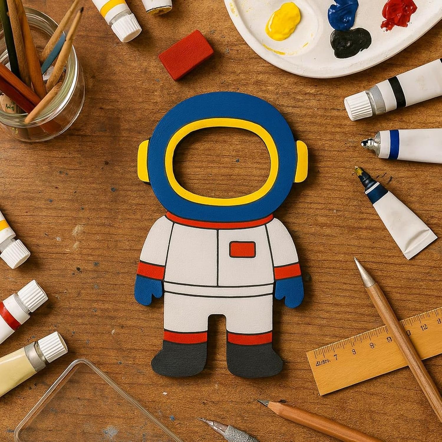 10 Pcs Astronaut Wooden Craft Blanks | 4 Inch Pine MDF Space Astronaut Cutouts