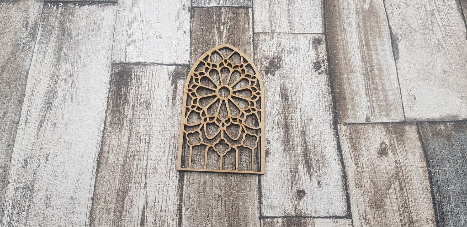 Set of 6 Gothic Cathedral Window Frame Craft Blanks | 4 Inch Wooden Window Shapes