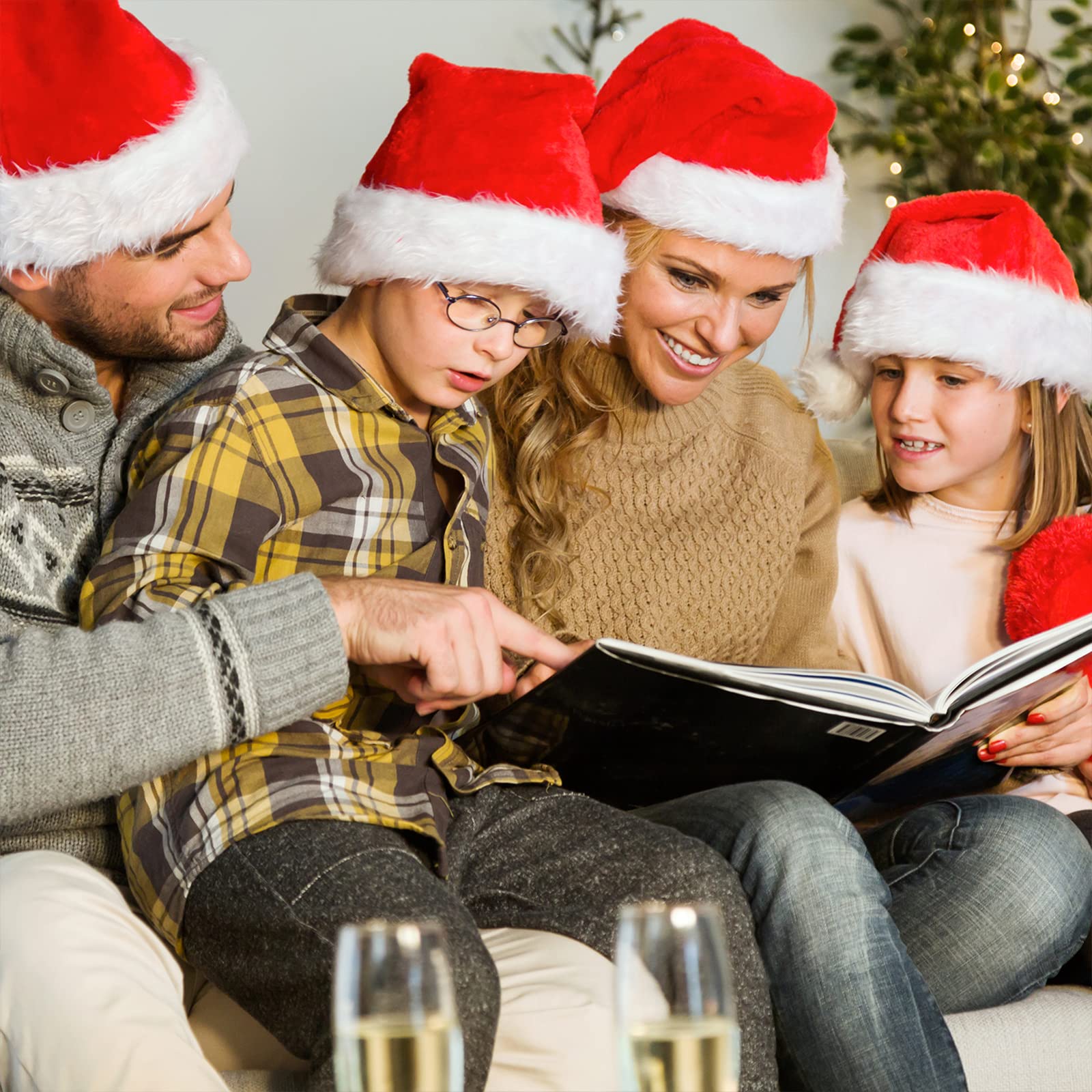 Haoser Christmas Hats Santa Hat Adult: Xmas Hat Holiday for Adults, Unisex Velvet Comfort Christmas Party Hat Thicken Classic Fur for Christmas Gifts New Year Festive Holiday Gifts for Men Wowen