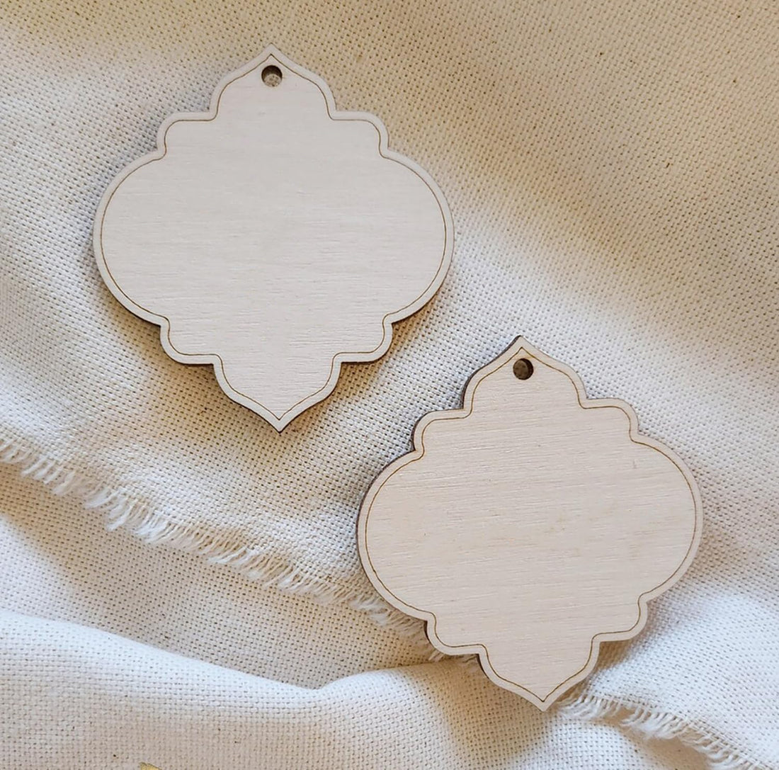 Curious Button Set of 6 pcs Wooden Gift tag 3 Style Arabic Theme Guest Place Mark. Ramadan Wall Decors Mubarak Ramadan Islamic Gift.
