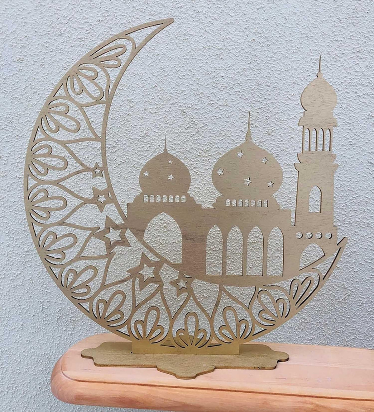 Curious Button Beautiful Wooden Masjid Table Decor for Ramadan Gifts, Tabletop Display, Ramadan Decor, Wooden Cutouts, Eid Decoration, MDF Home Decor (25cm) - Haoser