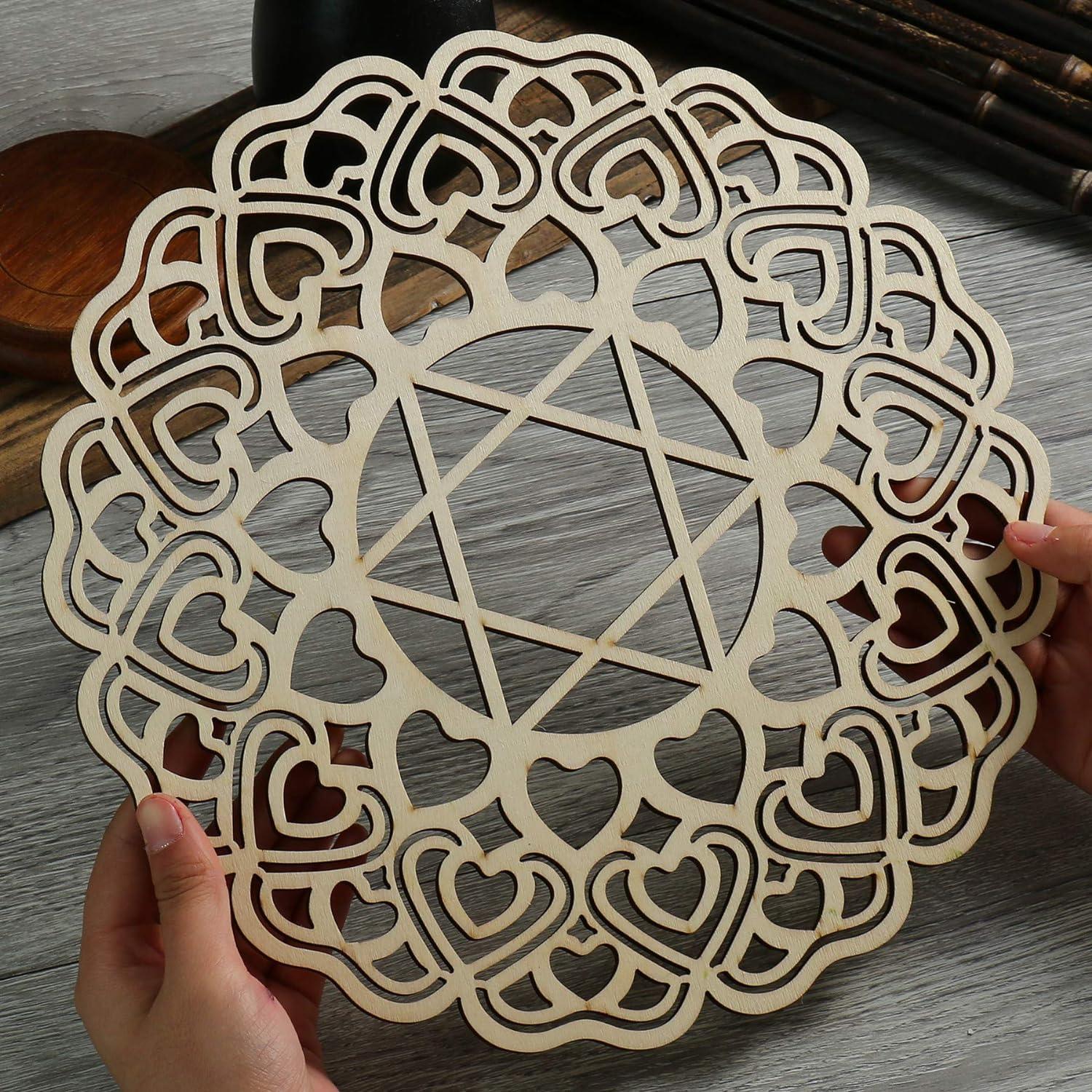 Curious Button Unfinished Wooden Geometry Wall Art Hanging Wall Sculpture Meditation Centerpiece for Home, Living Room, Yoga Wall Art, Wall Decor, Modern Wooden Wall (30 cm) - Haoser