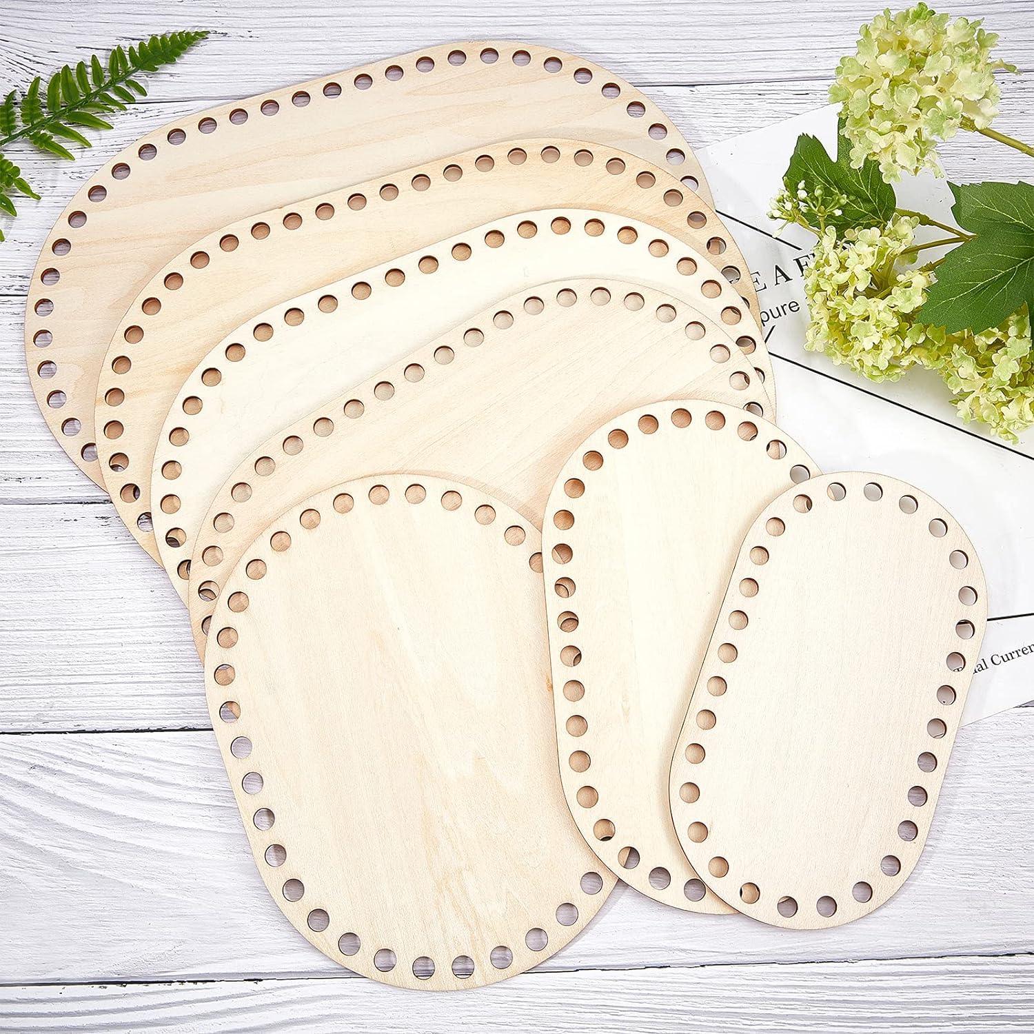 Haoser 2 Sizes Natural Wooden Basket Bottom, 7.8 5.9 Inch Circle Blank Crochet Basket Wood Base for DIY Basket Weaving Supplies Craft Making Home Decoration, Crochet Basket Wood Base. - Haoser