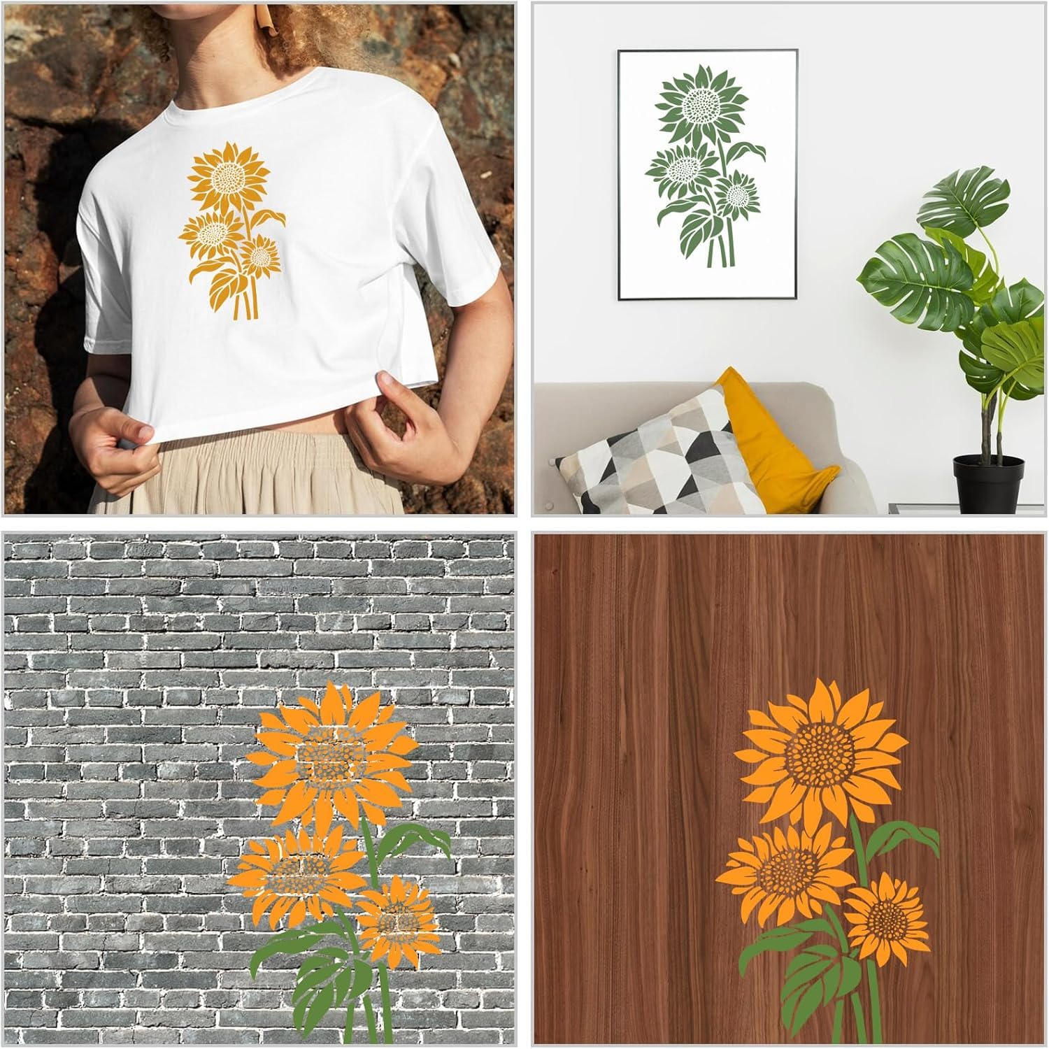Sunflower Stencils for Painting – 11.8x8.3 Inch Reusable Flower Stencil