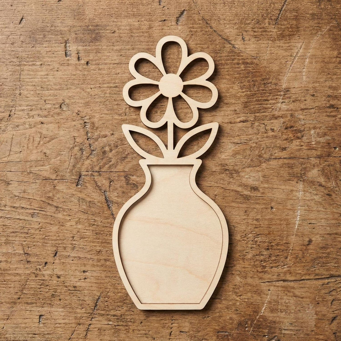Wooden 5 Pcs Wooden Daisy Flower in Vase Craft Blank 4 Inch | MDF Floral Cutout | DIY Flower Craft Shape for Painting