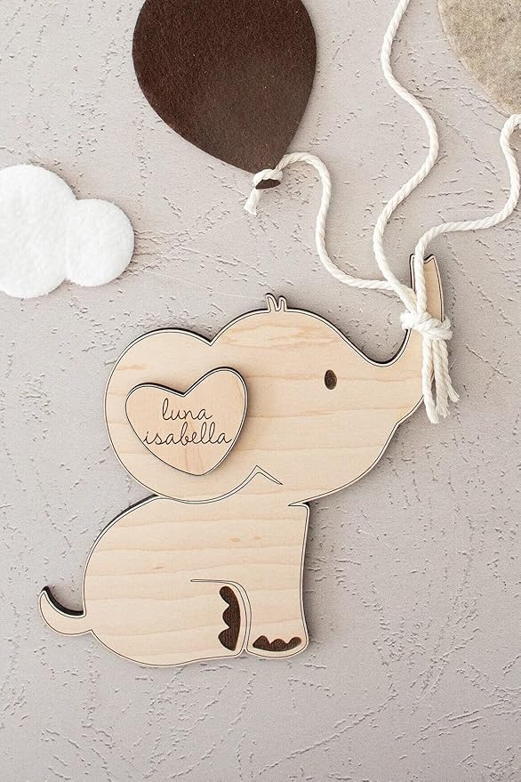 Set 1 Wooden Elephant Monthly Milestone Markers – Baby Photo Prop