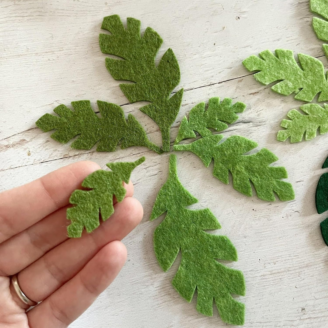 12 Pcs Felt Palm Leaf Die Cuts for DIY Craft & Decoration | Tropical Leaf Felt Shapes