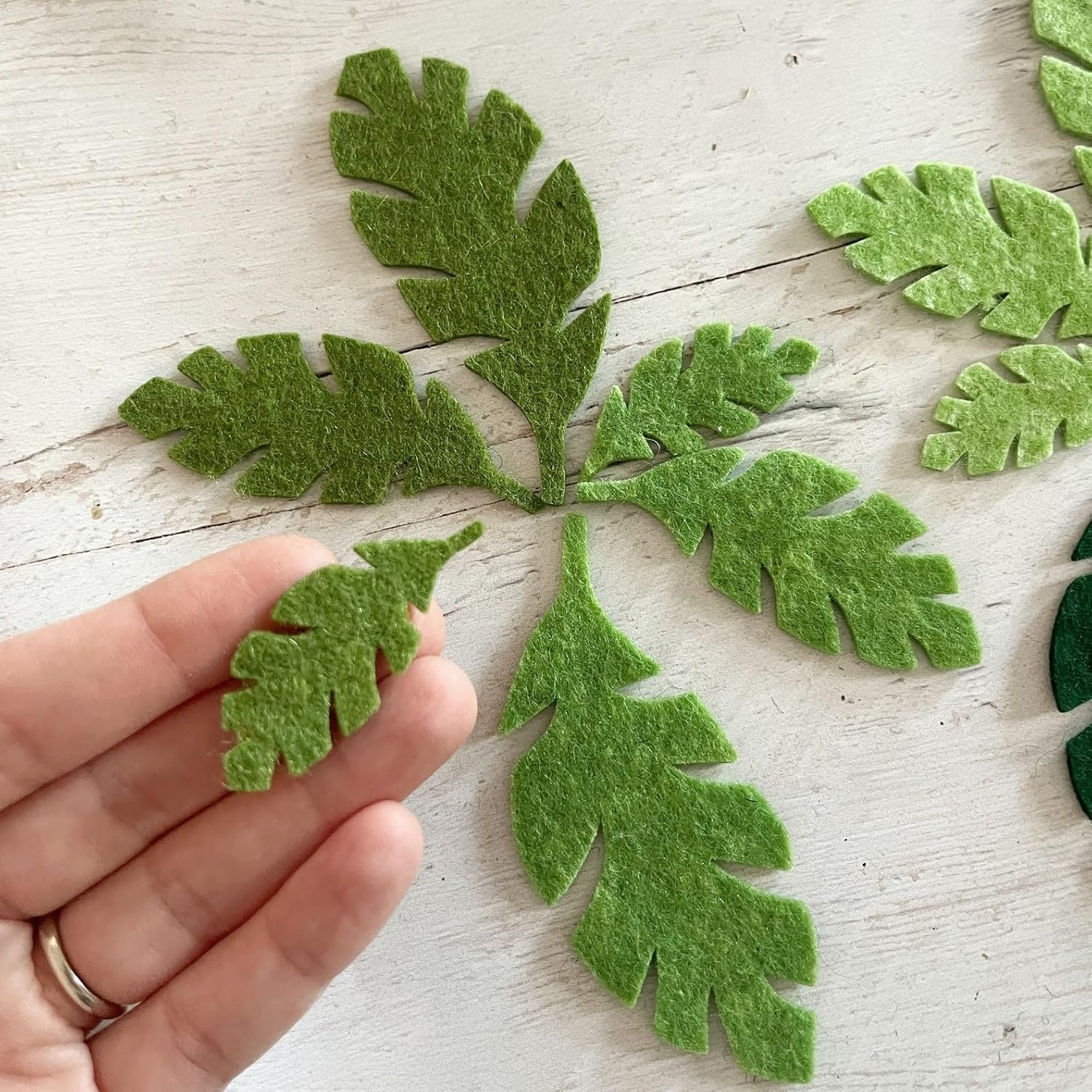 12 Pcs Felt Palm Leaf Die Cuts for DIY Craft & Decoration | Tropical Leaf Felt Shapes