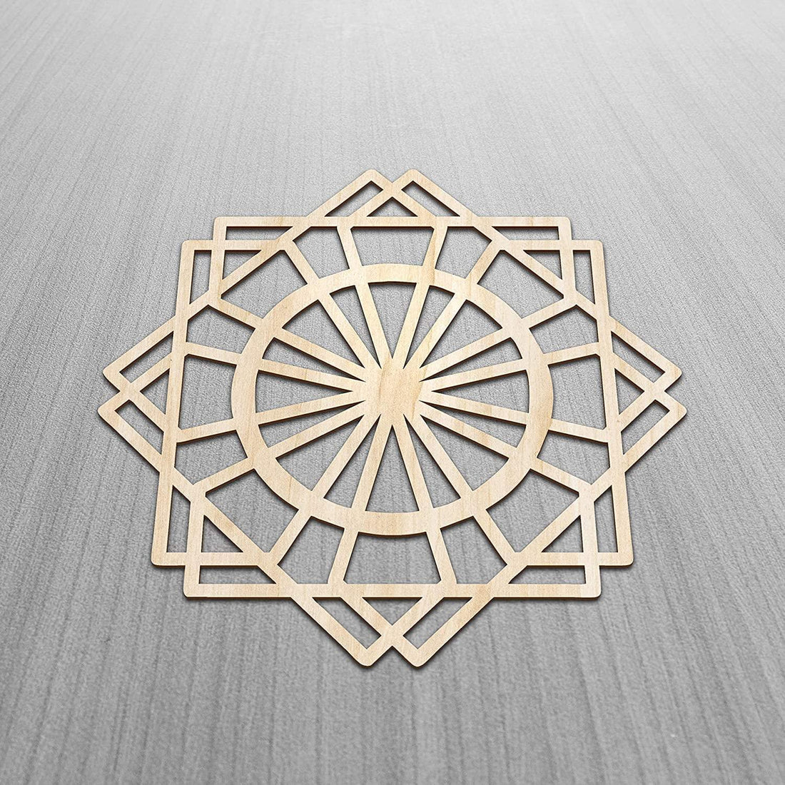 Haoser Mandala Wooden Wall Art, Traditional Star Ornament Polygonal Details, Birch Wood Plywood Rustic Wall Art Accent for Hallway Bedroom Living Room Cafes and Offices (Mandala Design-9_30CM) - Haoser