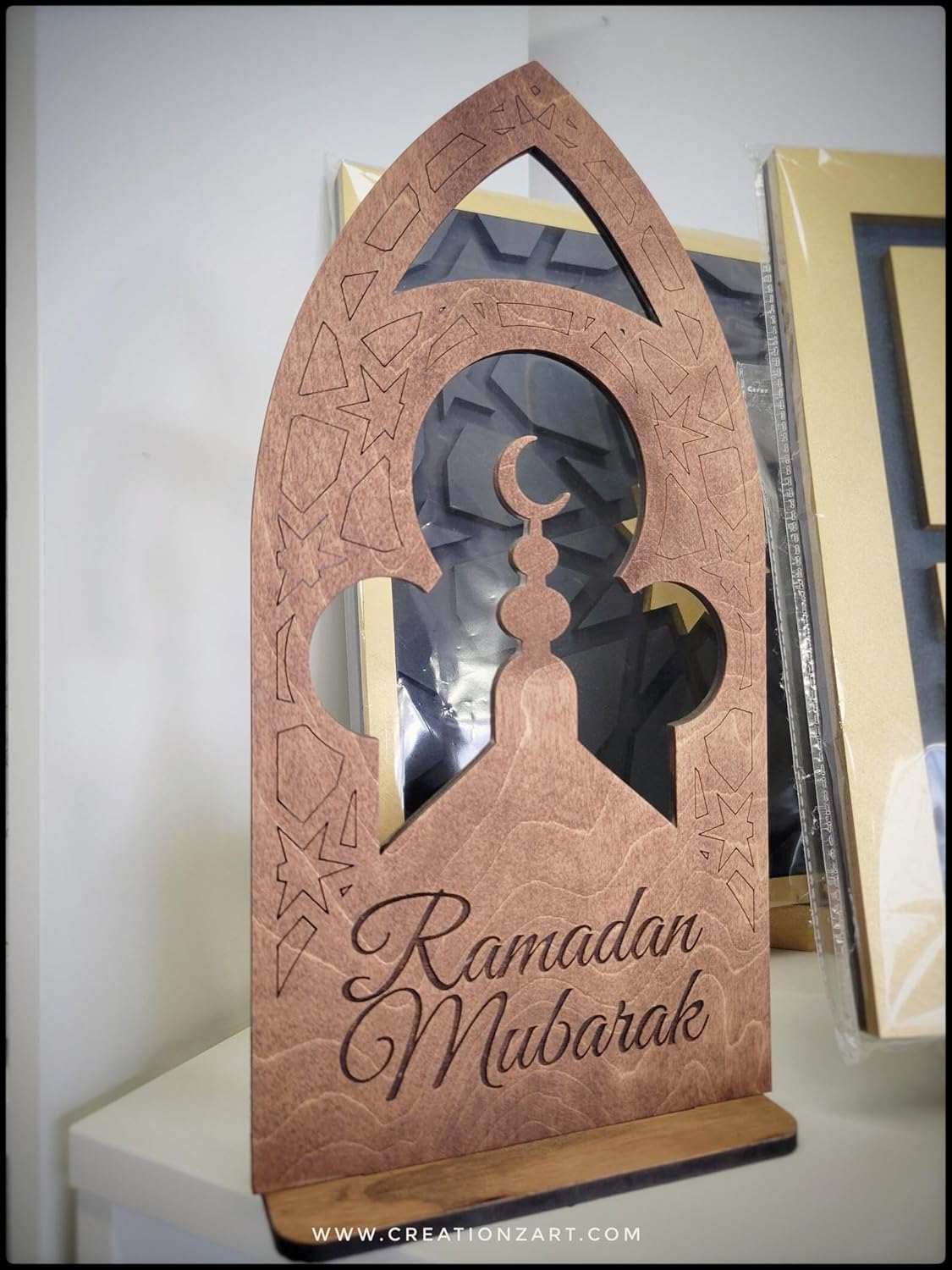 Ramadan Wooden Table Top Decoration – MDF Ramadan Mubarak Standee, Islamic Home Décor, Eid & Ramadan Gifts
