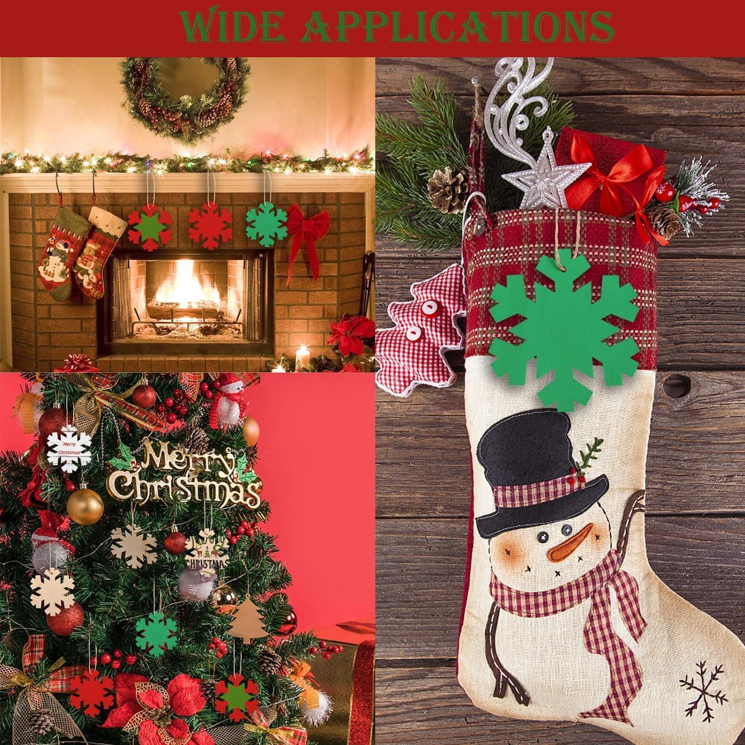 Haoser MDF Decorative Hanging orgnaments for chirtmas Craft, Unfinished Wood Cutouts Christmas Decoration DIY Crafts Wooden Christmas Tree MDF Christmas Ornaments - Haoser