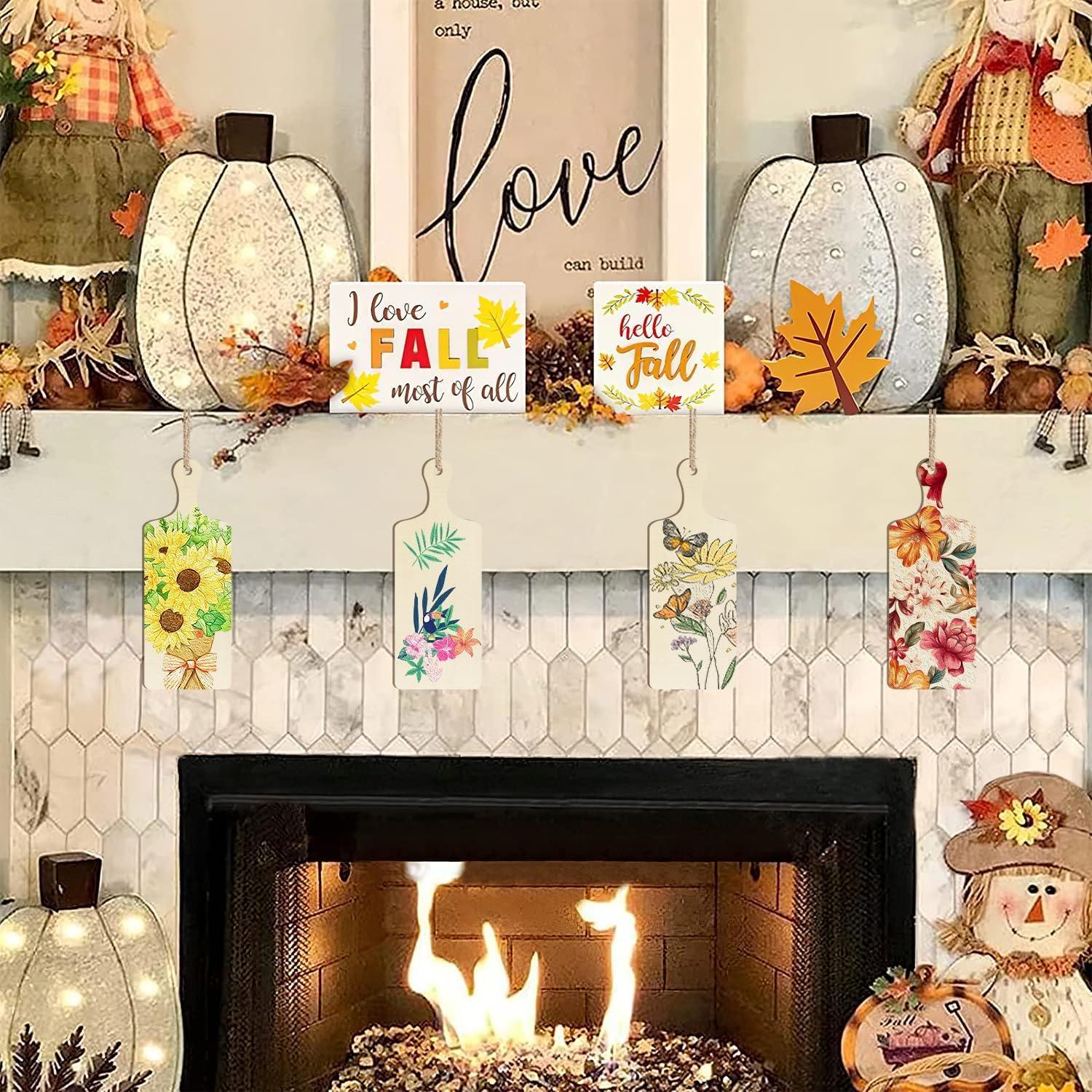 Curious Button 5 Pieces Unfinished Wooden Rectangle Style Hanging Ornament for DIY Home Decoration, MDF Cutouts, Perfect Wooden Cutouts for Home Decor, Charming Wooden Hanging Ornaments (9.3x3.5IN) - Haoser